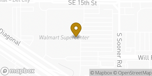 Map showing the location of Walmart in Del City, OK 73115