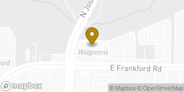Map showing the location of Walgreens in Carrollton, TX 75007