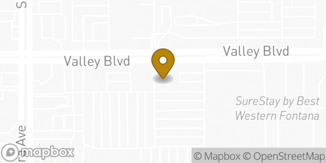 Map showing the location of Papa John's Pizza in Fontana, CA 92335