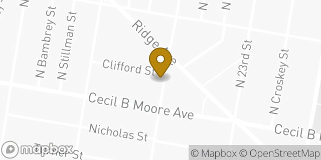 Map showing the location of American Legion in Philadelphia, PA 19121