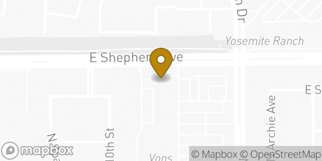 Map showing the location of Bank of America in Fresno, CA 93720