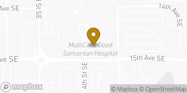 Map showing the location of Starbucks Coffee Company in Puyallup, WA 98372