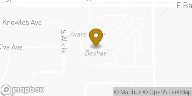 Map showing the location of ATM Bashas in Mesa, AZ 85209
