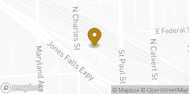 Map showing the location of Dunkin' in Baltimore, MD 21201