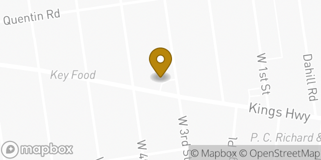 Map showing the location of Dunkin' in Brooklyn, NY 11223