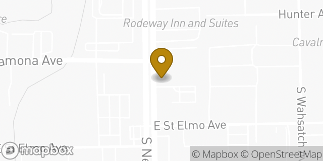 Map showing the location of TravelStar Inn and Suites in Colorado Springs, CO 80905