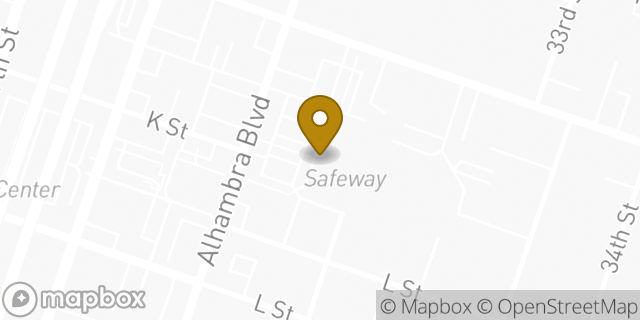 Map showing the location of Safeway in Sacramento, CA 95816
