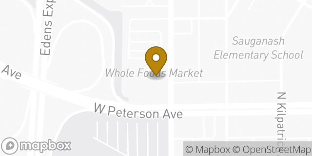 Map showing the location of Whole Foods Market in Chicago, IL 60646