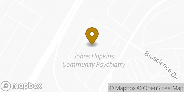 Map showing the location of Johns Hopkins Community Psychiatry in Baltimore, MD 21224