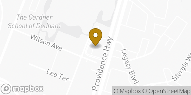 Map showing the location of Starbucks in Dedham, MA 02026