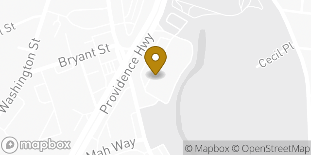 Map showing the location of Staples in Dedham, MA 02026