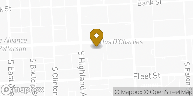 Map showing the location of Bank of America in Baltimore, MD 21224