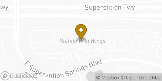 Map showing the location of Buffalo Wild Wings in Mesa, AZ 85206