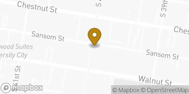Map showing the location of Dunkin' in Philadelphia, PA 19104