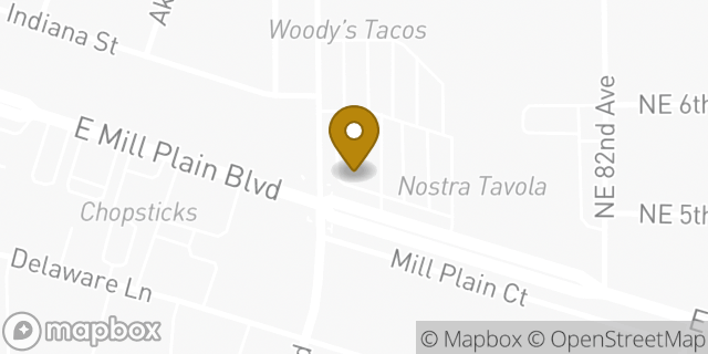 Map showing the location of E Mill Plain Blvd in Vancouver, WA 98664