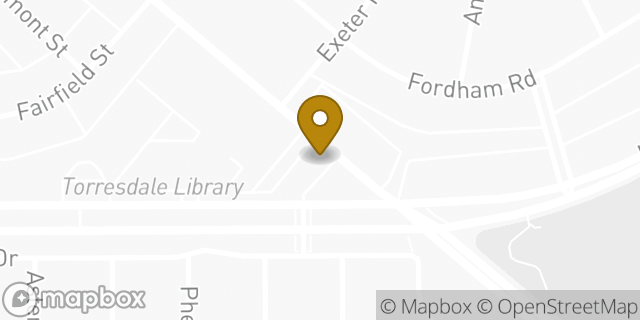 Map showing the location of Dunkin' in Philadelphia, PA 19136