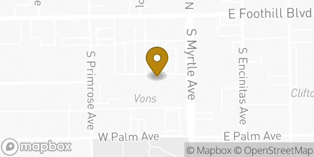 Map showing the location of Starbucks in Monrovia, CA 91016