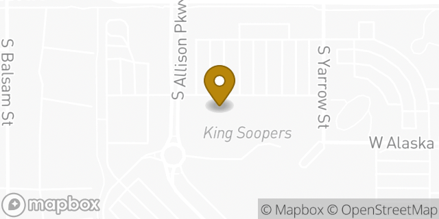 Map showing the location of Starbucks in Lakewood, CO 80226