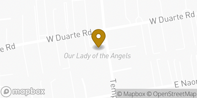 Map showing the location of Our Lady of the Angels Church in Arcadia, CA 91007