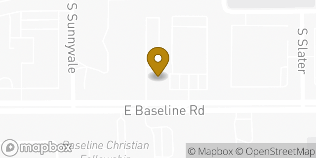 Map showing the location of Budget Rent A Car in Mesa, AZ 85206