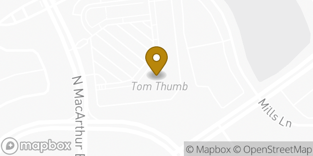 Map showing the location of Tom Thumb in Irving, TX 75038