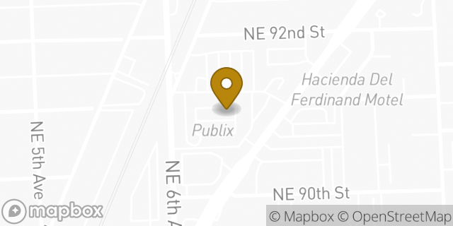 Map showing the location of Publix in Miami Shores, FL 33138