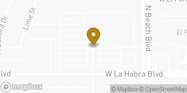 Map showing the location of Costco in La Habra, CA 90631