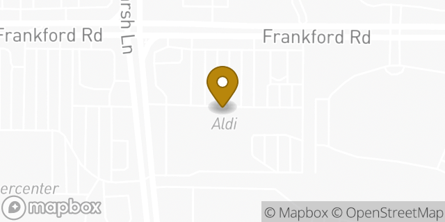 Map showing the location of Aldi in Dallas, TX 75287
