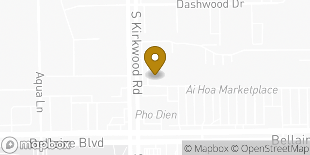 Map showing the location of Bank Of America in Houston, TX 77072