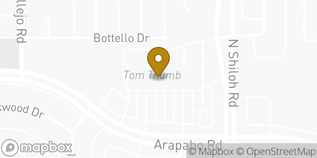 Map showing the location of Tom Thumb in Garland, TX 75044