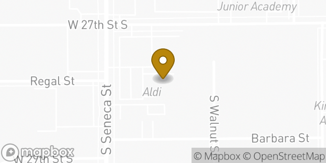 Map showing the location of Aldi in Wichita, KS 67217