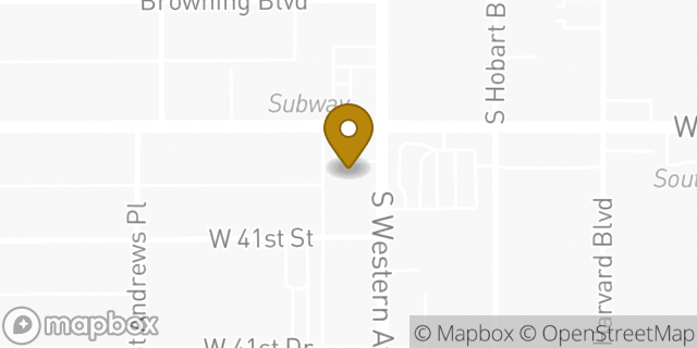 Map showing the location of AutoZone in Los Angeles, CA 90062
