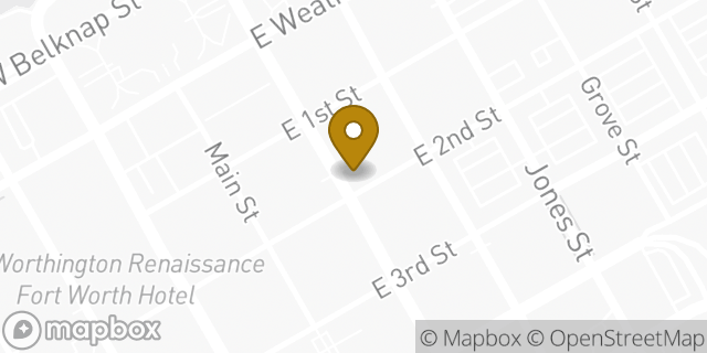 Map showing the location of Starbucks in Fort Worth, TX 76102