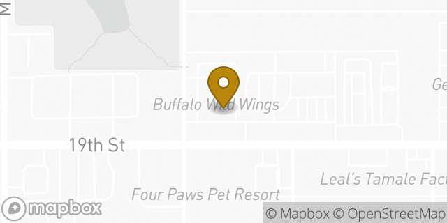 Map showing the location of Buffalo Wild Wings in Lubbock, TX 79407