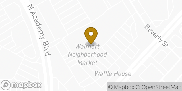 Map showing the location of Walmart in Colorado Springs, CO 80918