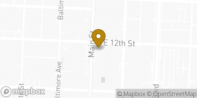 Map showing the location of Bank of America Walk-Up ATM | 12th And Main in Kansas City, MO 64105