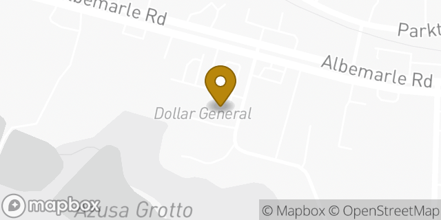 Map showing the location of AutoZone in Charlotte, NC 28227