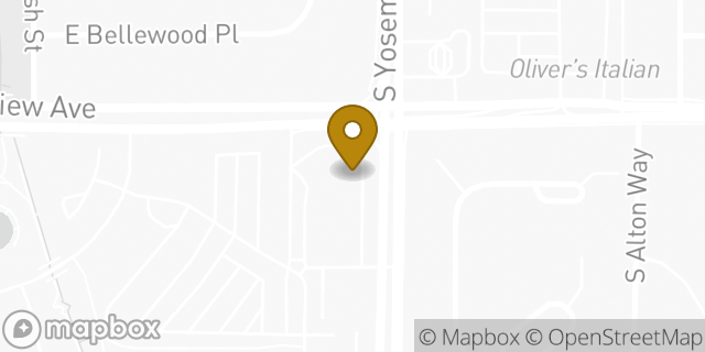 Map showing the location of Bank Of America in Greenwood Village, CO 80111