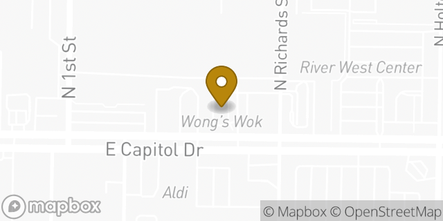 Map showing the location of Dunkin' in Milwaukee, WI 53212