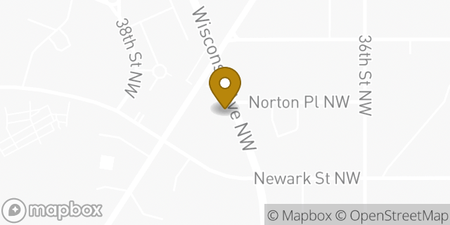 Map showing the location of Starbucks in Washington, DC 20016