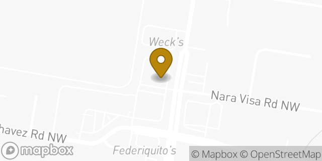 Map showing the location of Bank Of America in Los Ranchos de Albuquerque, NM 87107