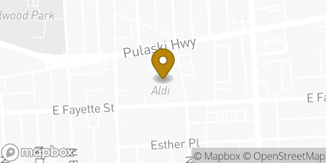 Map showing the location of Aldi in Baltimore, MD 21224