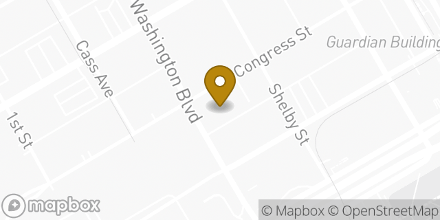Map showing the location of Starbucks in Detroit, MI 48226