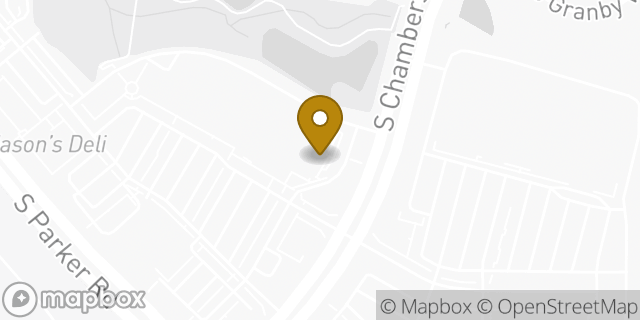 Map showing the location of Buffalo Wild Wings in Aurora, CO 80015