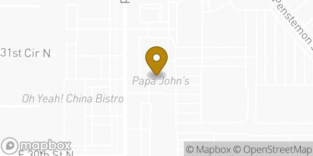 Map showing the location of Papa Johns Pizza in Wichita, KS 67226