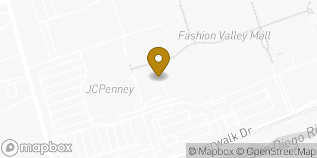 Map showing the location of Foot Locker in San Diego, CA 92108