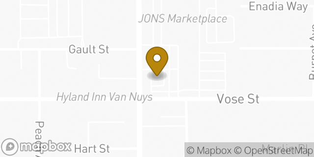 Map showing the location of Starbucks in Los Angeles, CA 91405