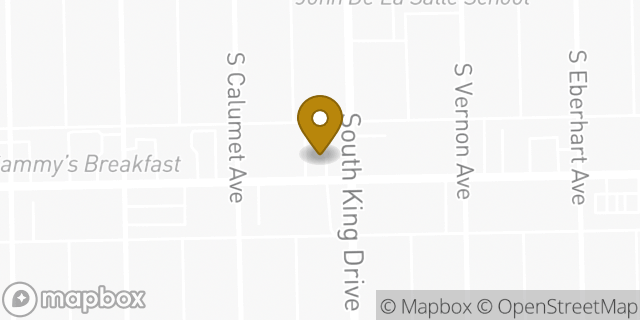 Map showing the location of Dunkin' in Chicago, IL 60628