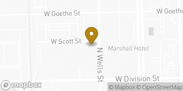 Map showing the location of Starbucks in Chicago, IL 60610