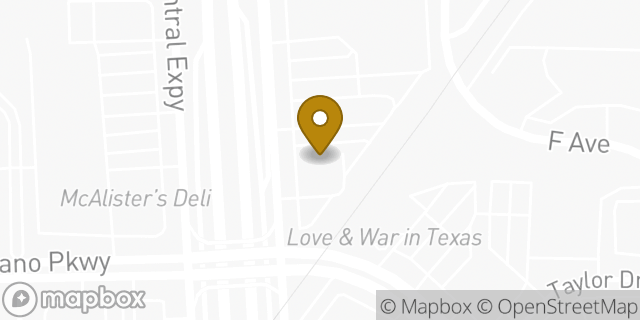 Map showing the location of Olive Garden in Plano, TX 75074